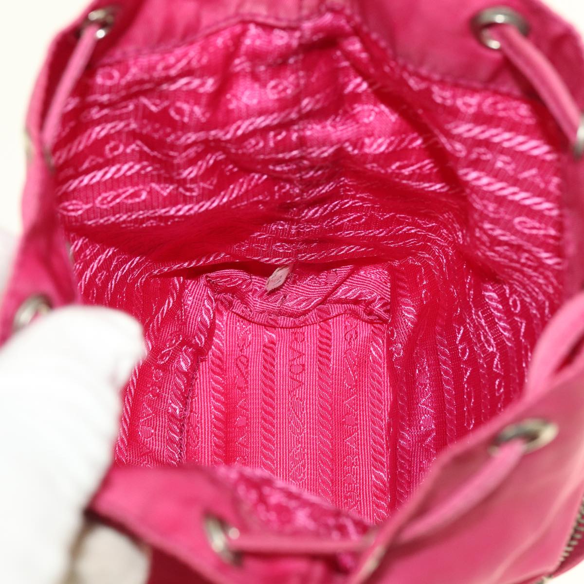 PRADA Hand Bag Nylon Pink Auth 77338