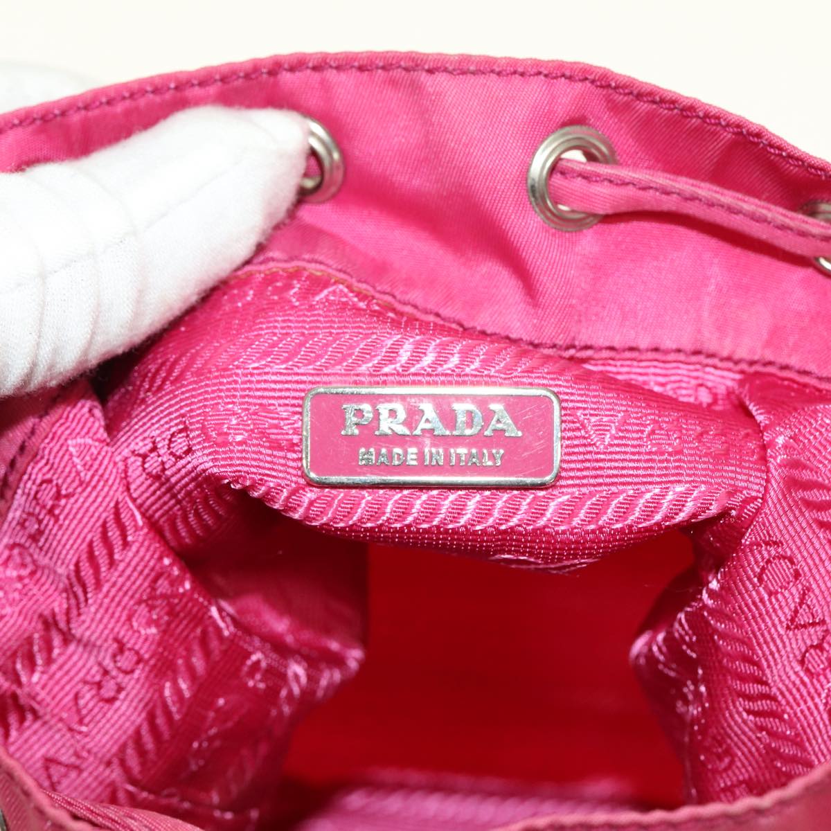 PRADA Hand Bag Nylon Pink Auth 77338