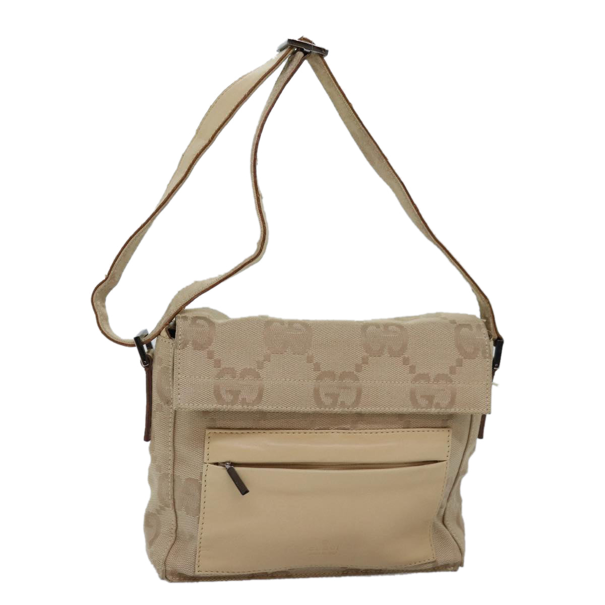 GUCCI GG Canvas Shoulder Bag Beige 001 3807 3444 Auth 77343