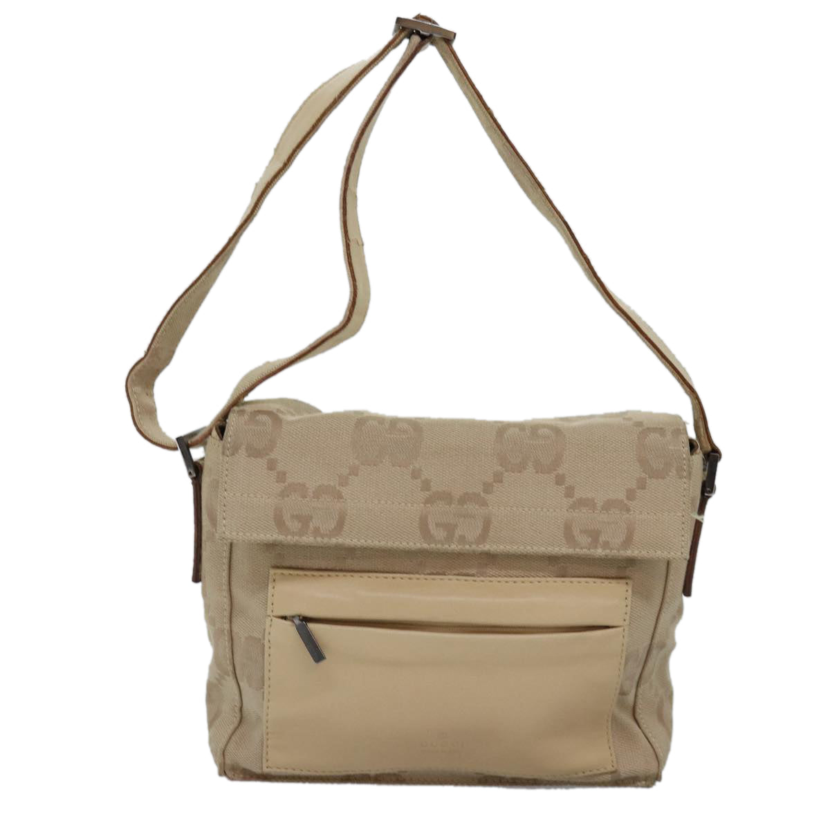 GUCCI GG Canvas Shoulder Bag Beige 001 3807 3444 Auth 77343