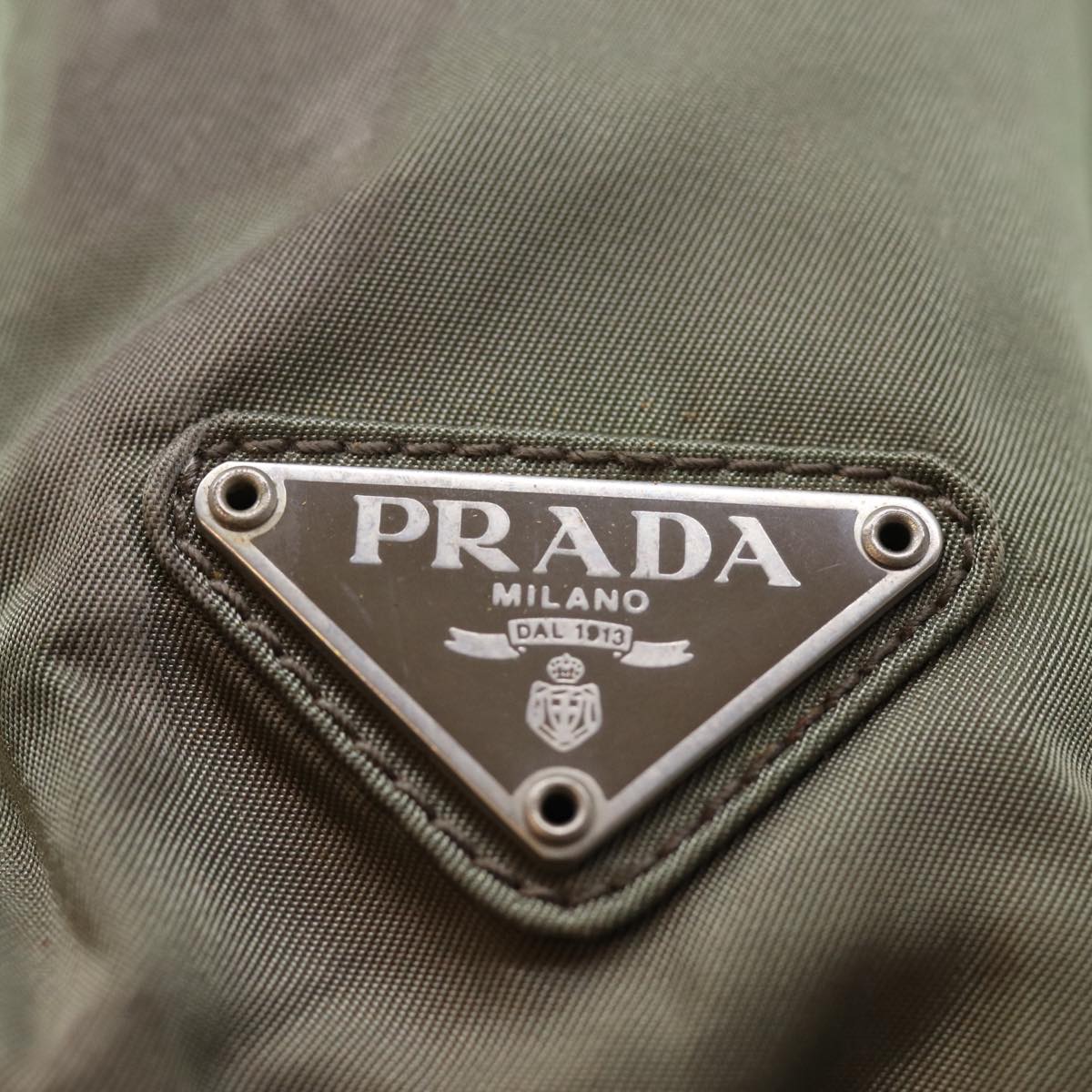 PRADA Hand Bag Nylon Khaki Auth 77350