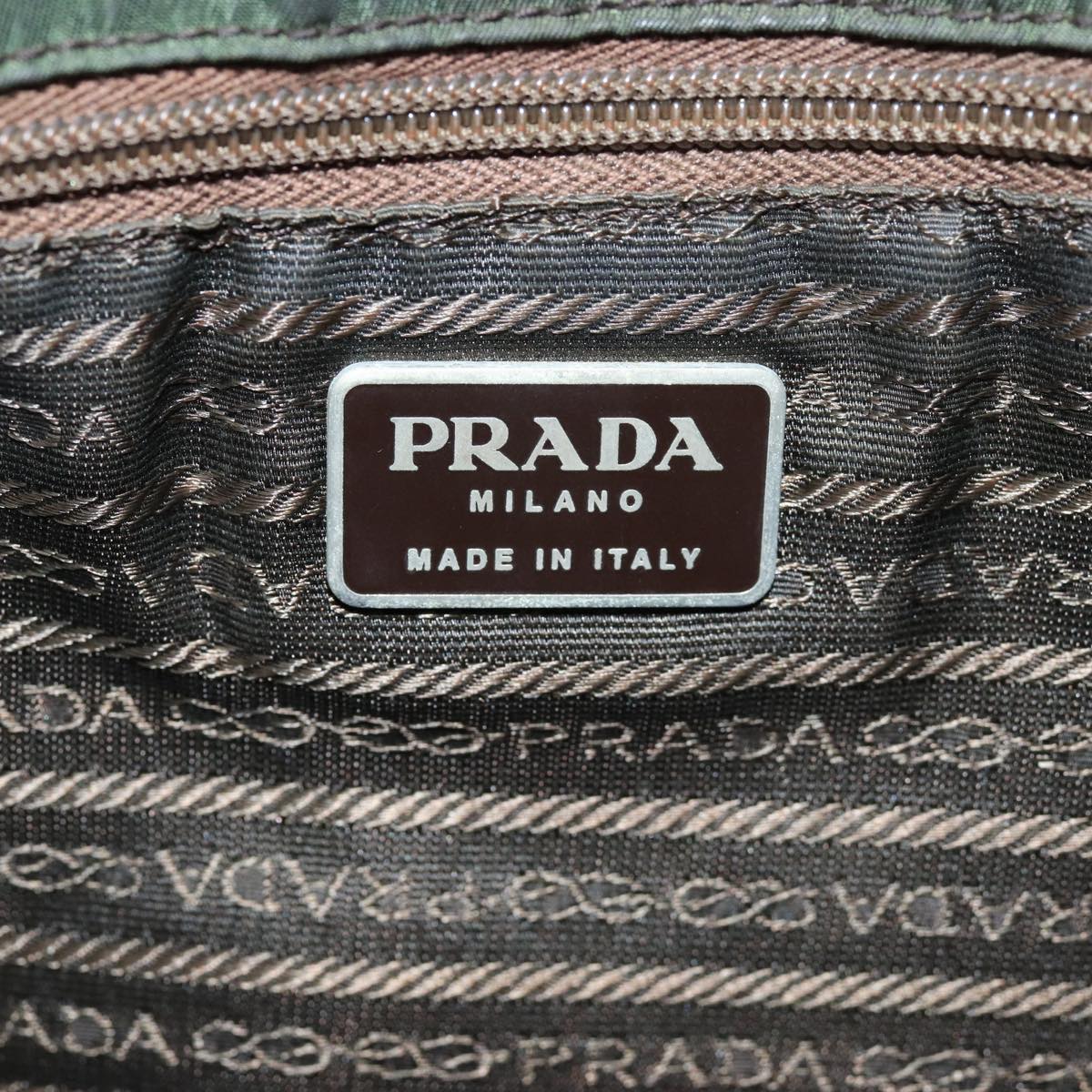 PRADA Tote Bag Nylon Khaki Auth 77353