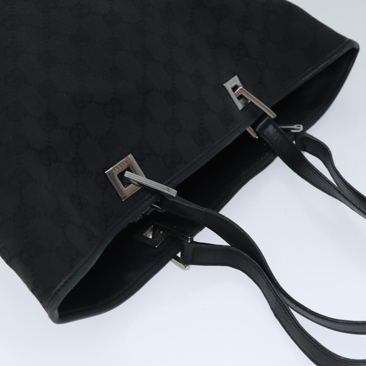 GUCCI GG Canvas Tote Bag Black 31243 Auth 77370