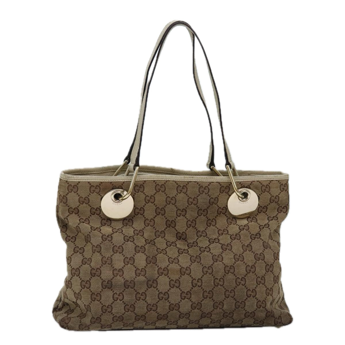 GUCCI GG Canvas Shoulder Bag Beige 120837 Auth 77373