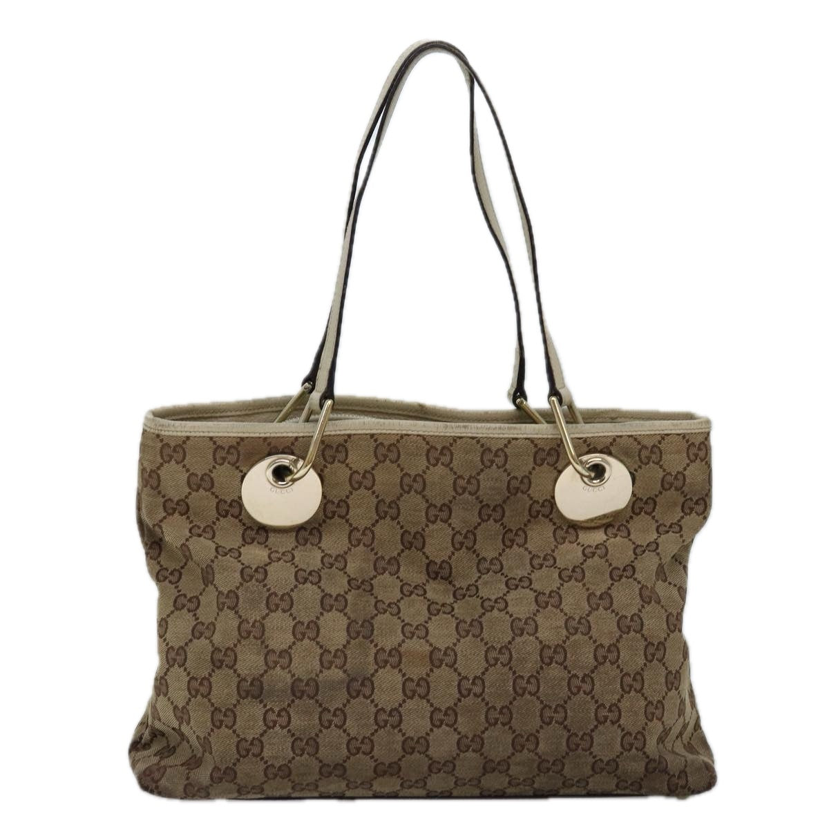 GUCCI GG Canvas Shoulder Bag Beige 120837 Auth 77373