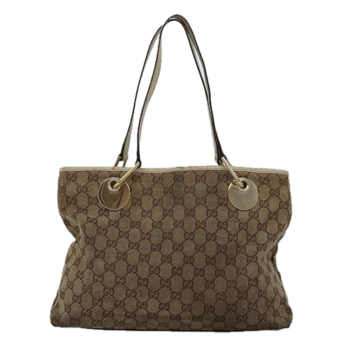 GUCCI GG Canvas Shoulder Bag Beige 120837 Auth 77373