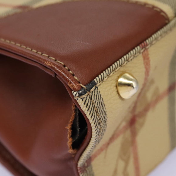 Burberrys Nova Check Hand Bag PVC 2way Beige Auth 77376