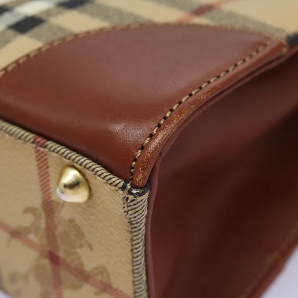 Burberry Nova Check Handtasche PVC 2-Wege Beige Auth 77376