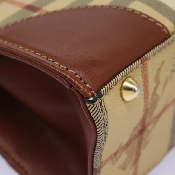 Burberrys Nova Check Hand Bag PVC 2way Beige Auth 77376