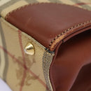 Burberrys Nova Check Hand Bag PVC 2way Beige Auth 77376-13