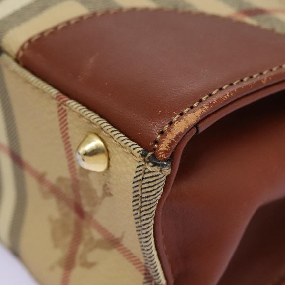 Burberrys Nova Check Hand Bag PVC 2way Beige Auth 77376