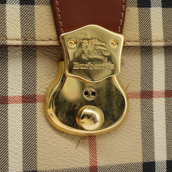 Burberrys Nova Check Hand Bag PVC 2way Beige Auth 77376