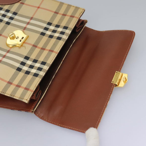 Burberrys Nova Check Hand Bag PVC 2way Beige Auth 77376