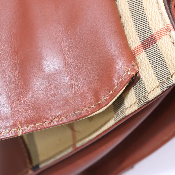 Burberrys Nova Check Hand Bag PVC 2way Beige Auth 77376