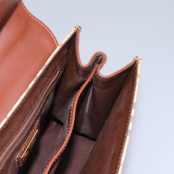 Burberrys Nova Check Hand Bag PVC 2way Beige Auth 77376