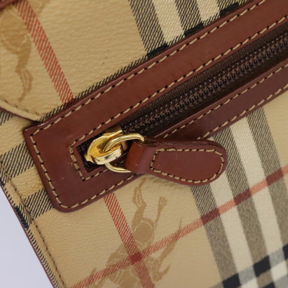 Burberrys Nova Check Hand Bag PVC 2way Beige Auth 77376