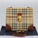 Burberrys Nova Check Hand Bag PVC 2way Beige Auth 77376-28