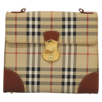 Burberrys Nova Check Hand Bag PVC 2way Beige Auth 77376 - 0