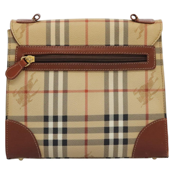 Burberrys Nova Check Hand Bag PVC 2way Beige Auth 77376
