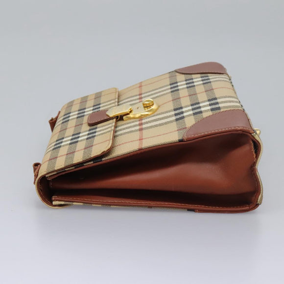 Burberrys Nova Check Hand Bag PVC 2way Beige Auth 77376