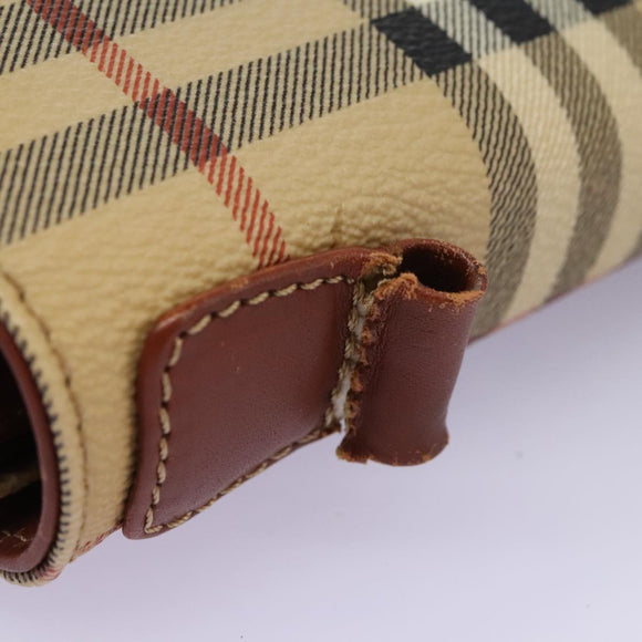 Burberrys Nova Check Hand Bag PVC 2way Beige Auth 77376