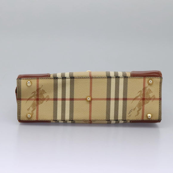 Burberrys Nova Check Hand Bag PVC 2way Beige Auth 77376