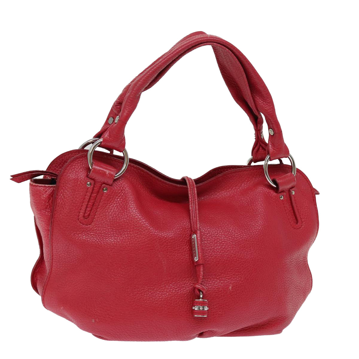 CELINE Hand Bag Leather Red Auth 77381