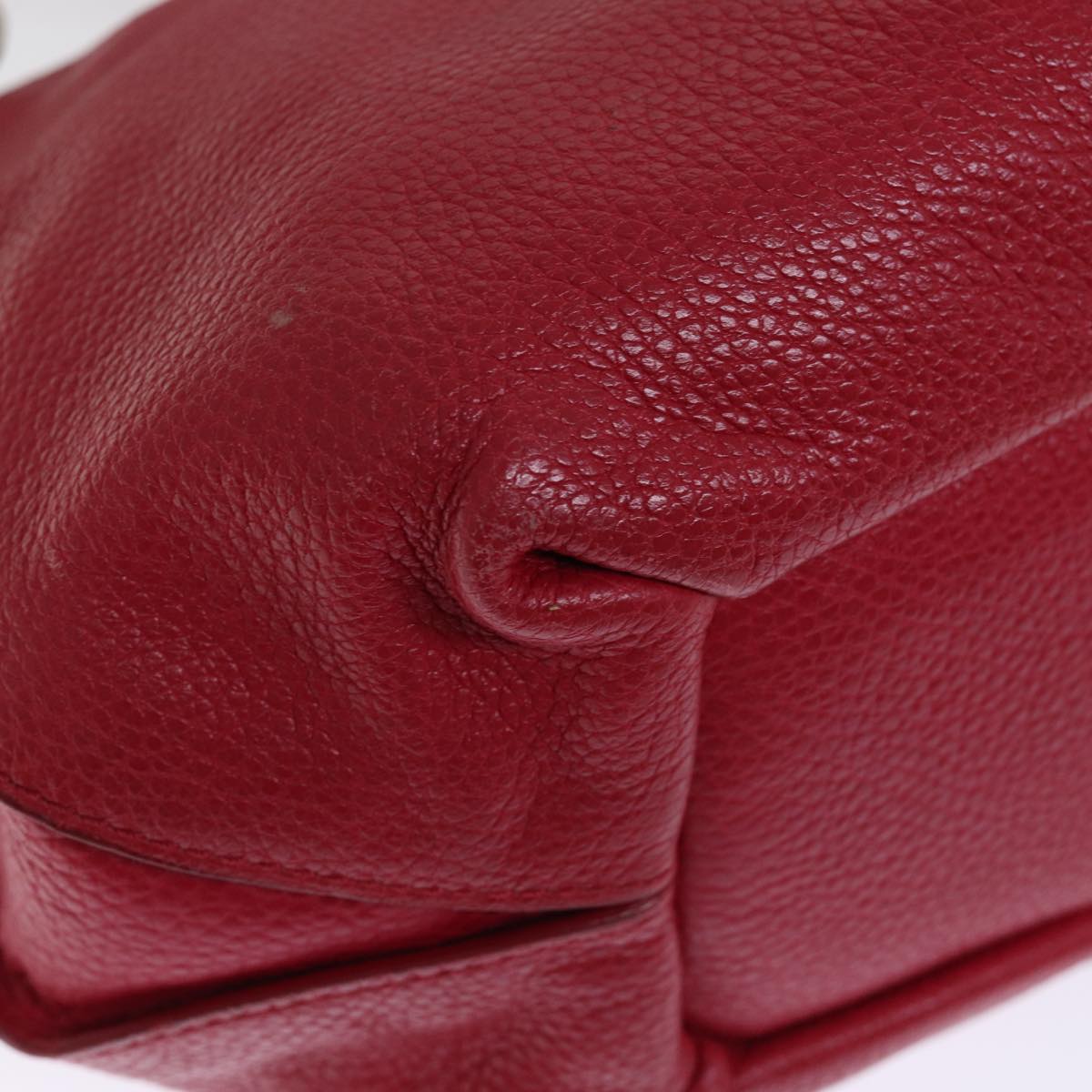 CELINE Hand Bag Leather Red Auth 77381