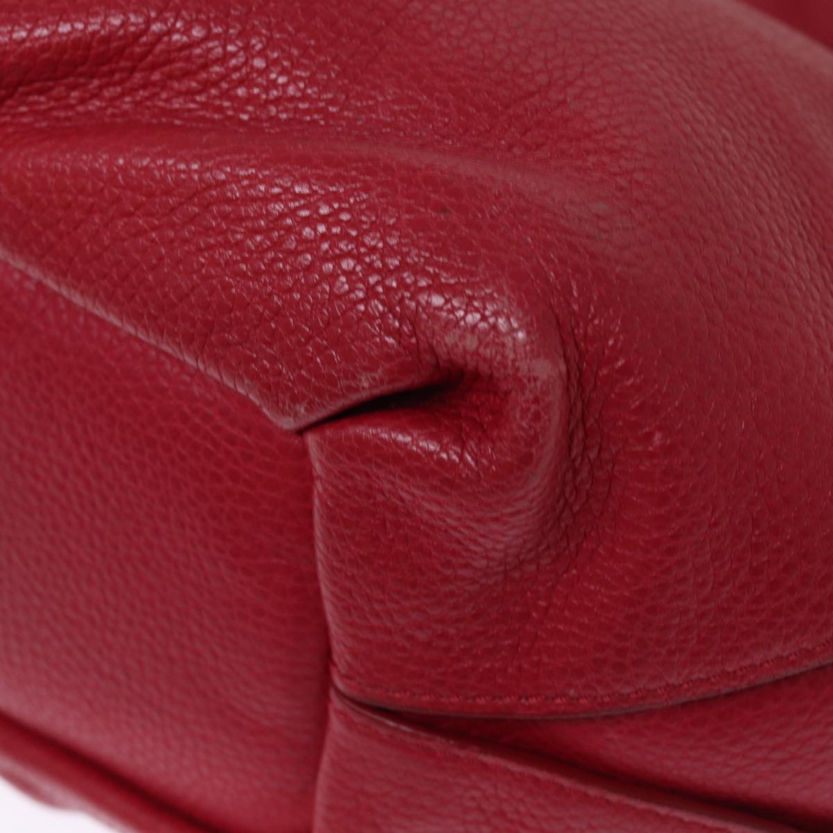 CELINE Hand Bag Leather Red Auth 77381