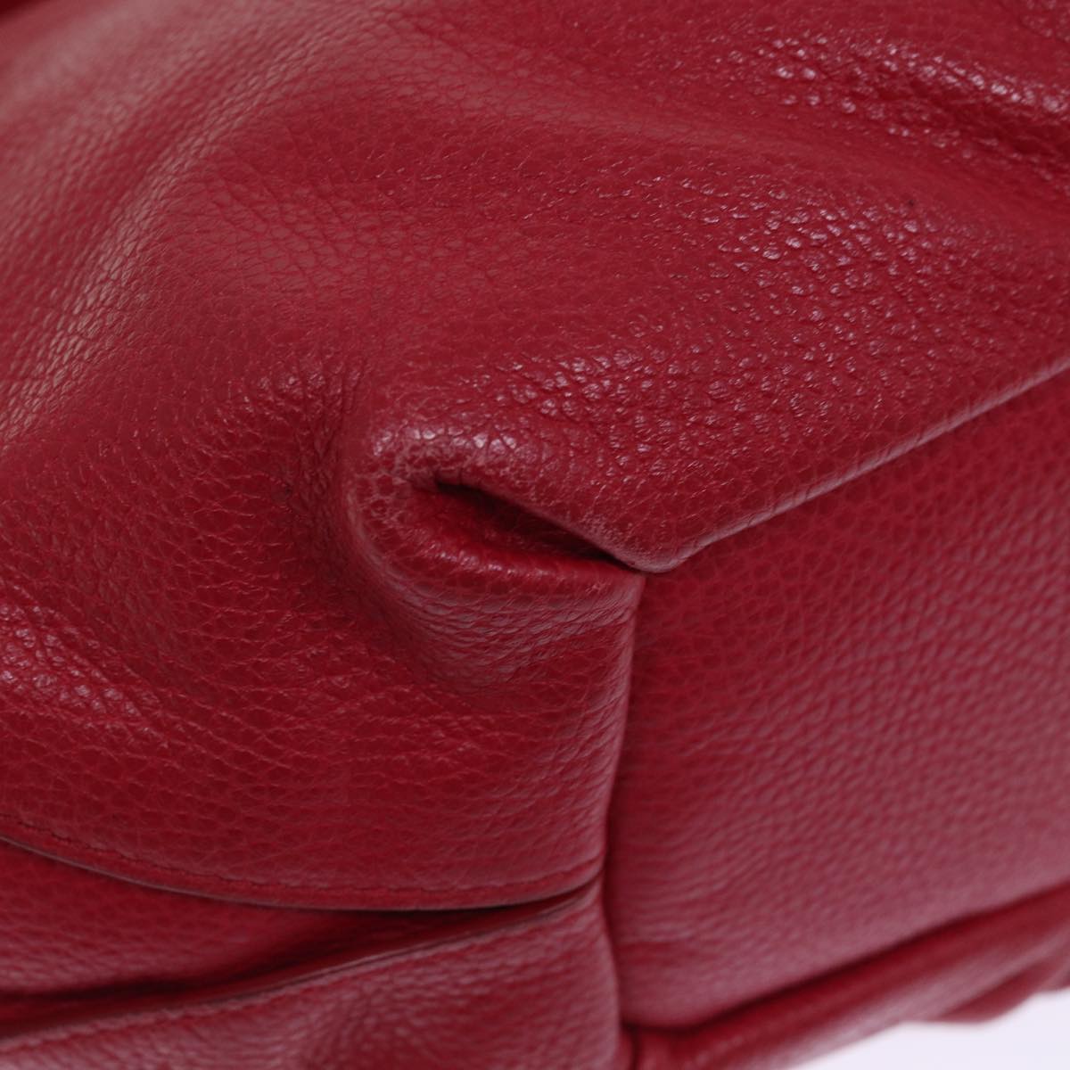 CELINE Hand Bag Leather Red Auth 77381