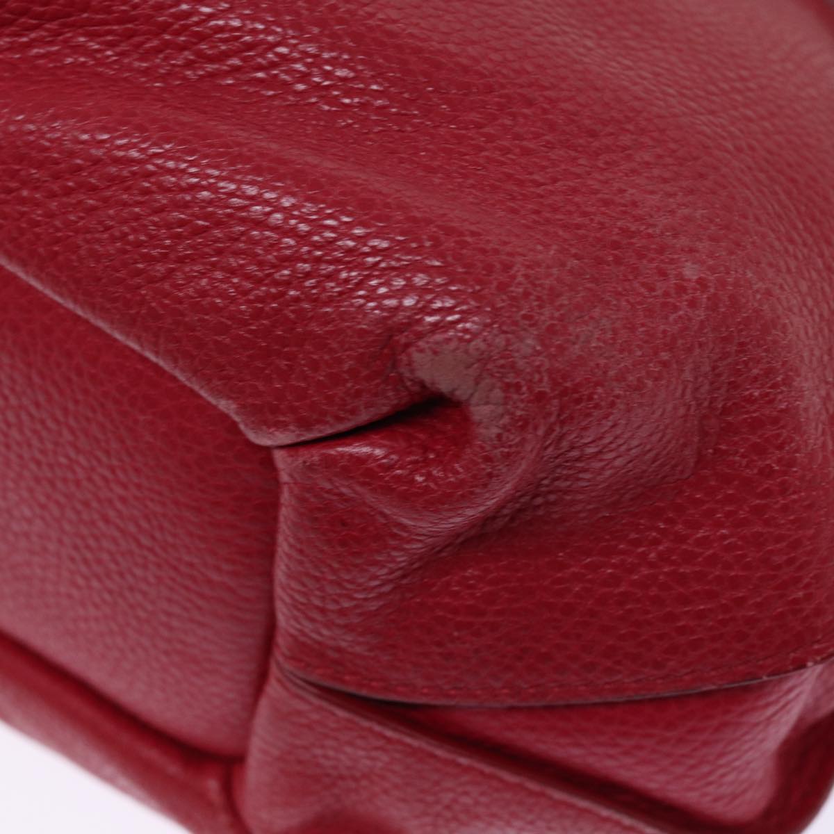 CELINE Hand Bag Leather Red Auth 77381