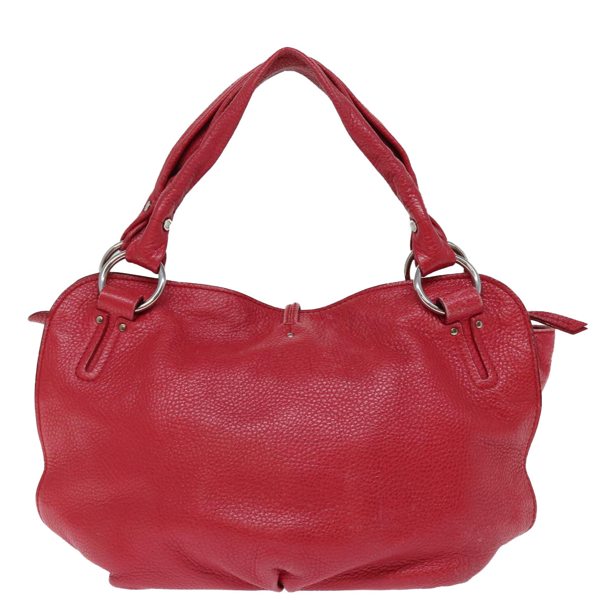 CELINE Hand Bag Leather Red Auth 77381