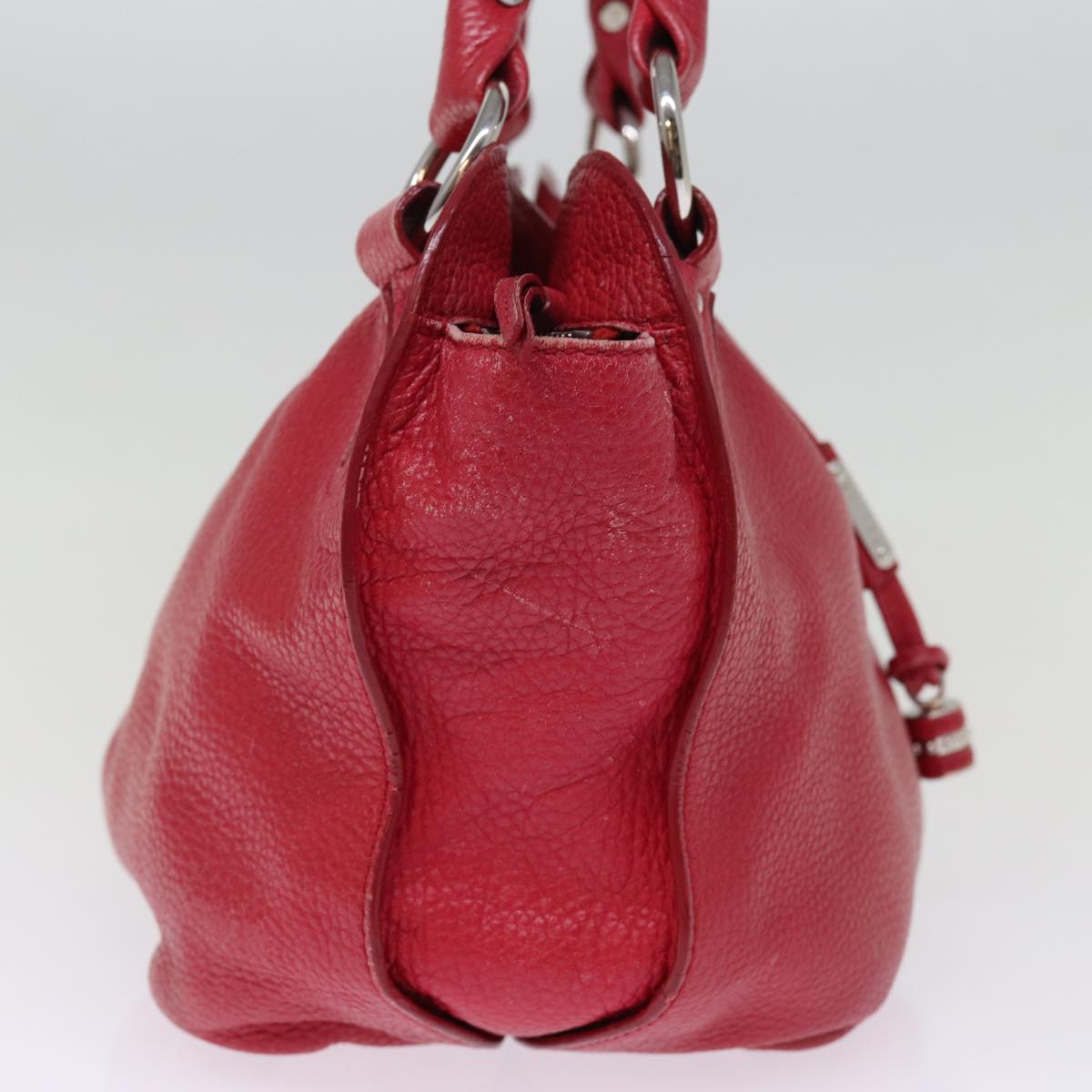 CELINE Hand Bag Leather Red Auth 77381