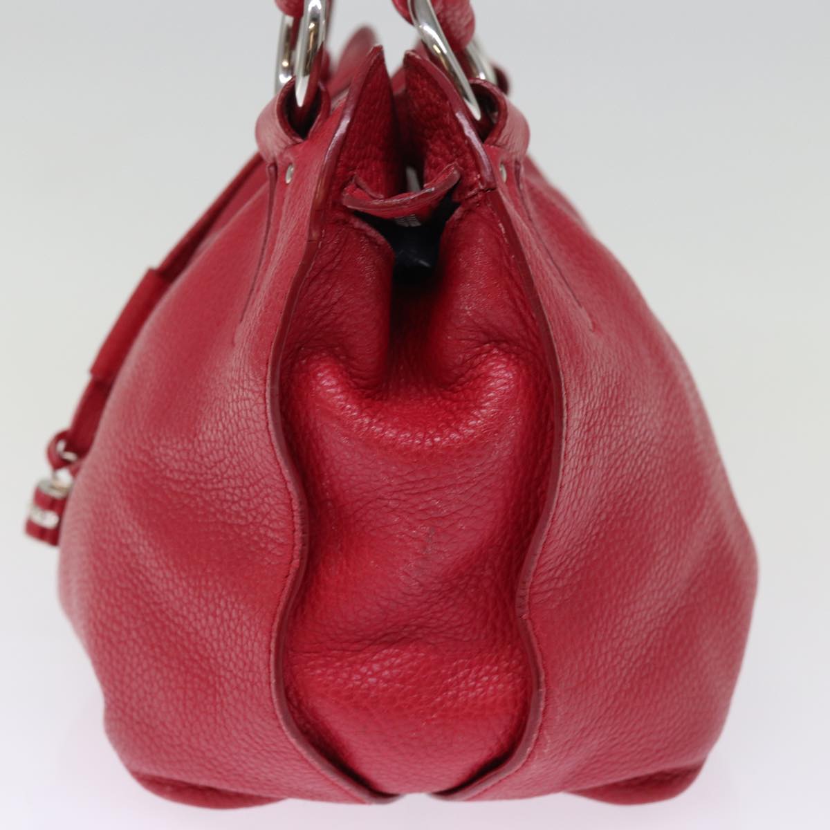 CELINE Hand Bag Leather Red Auth 77381