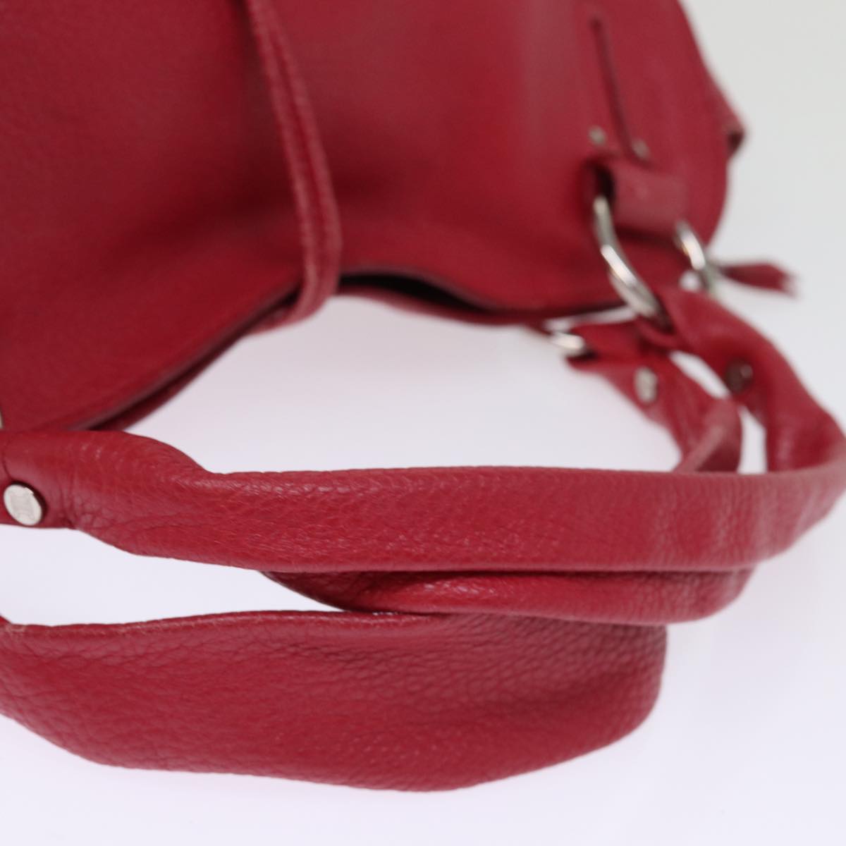 CELINE Hand Bag Leather Red Auth 77381