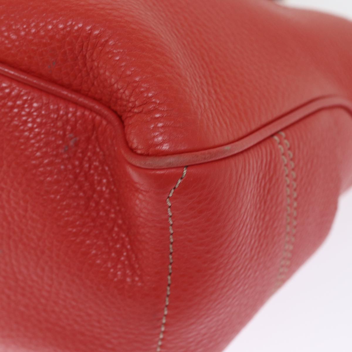 CELINE Hand Bag Leather Red Auth 77382