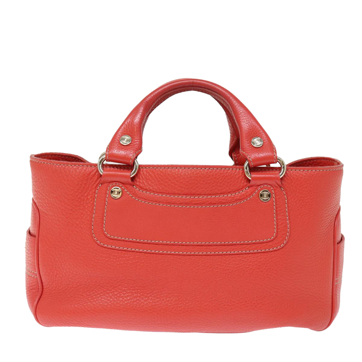 CELINE Hand Bag Leather Red Auth 77382