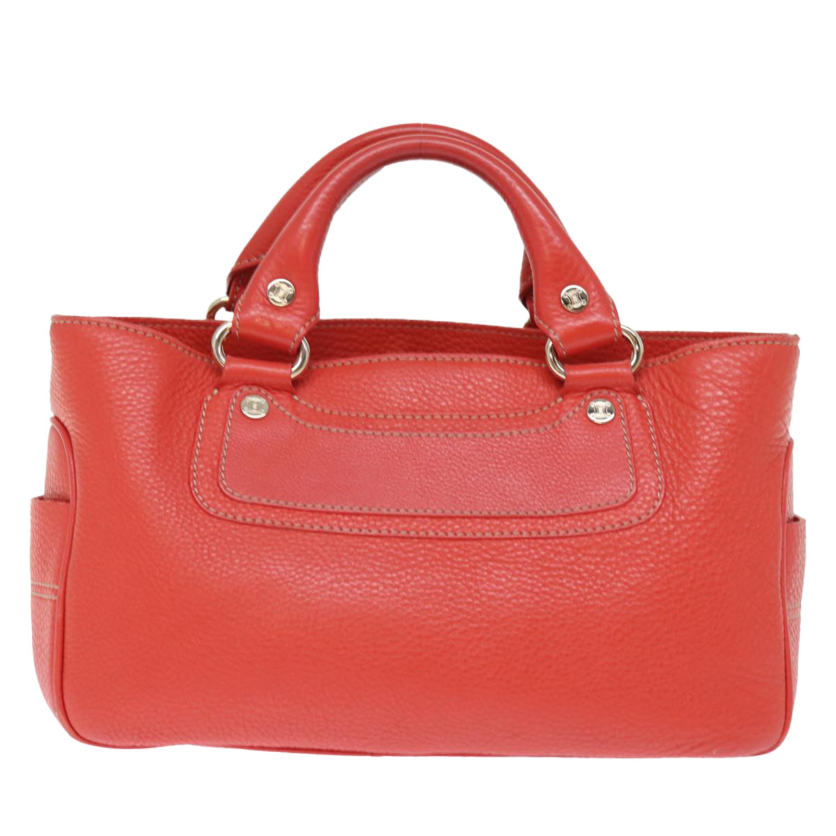 CELINE Hand Bag Leather Red Auth 77382