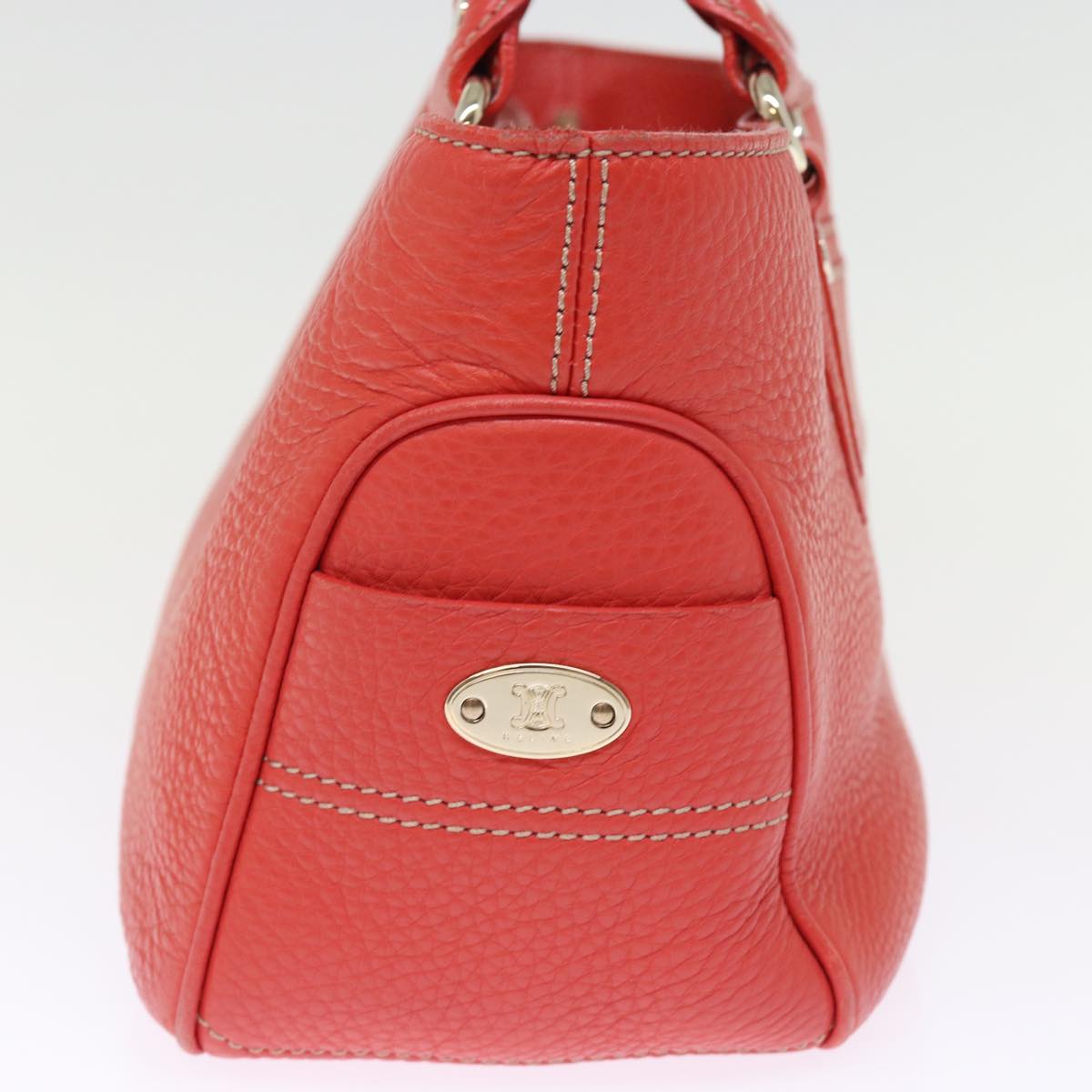 CELINE Hand Bag Leather Red Auth 77382