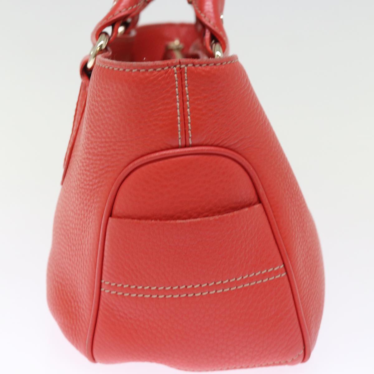 CELINE Hand Bag Leather Red Auth 77382