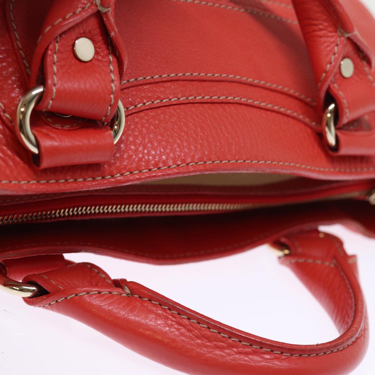 CELINE Hand Bag Leather Red Auth 77382