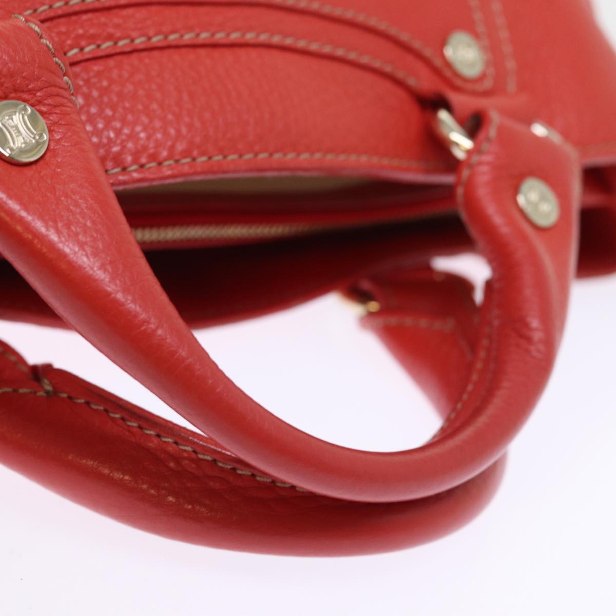 CELINE Hand Bag Leather Red Auth 77382