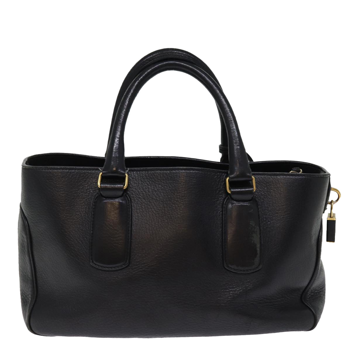 CELINE Hand Bag Leather Black Auth 77383