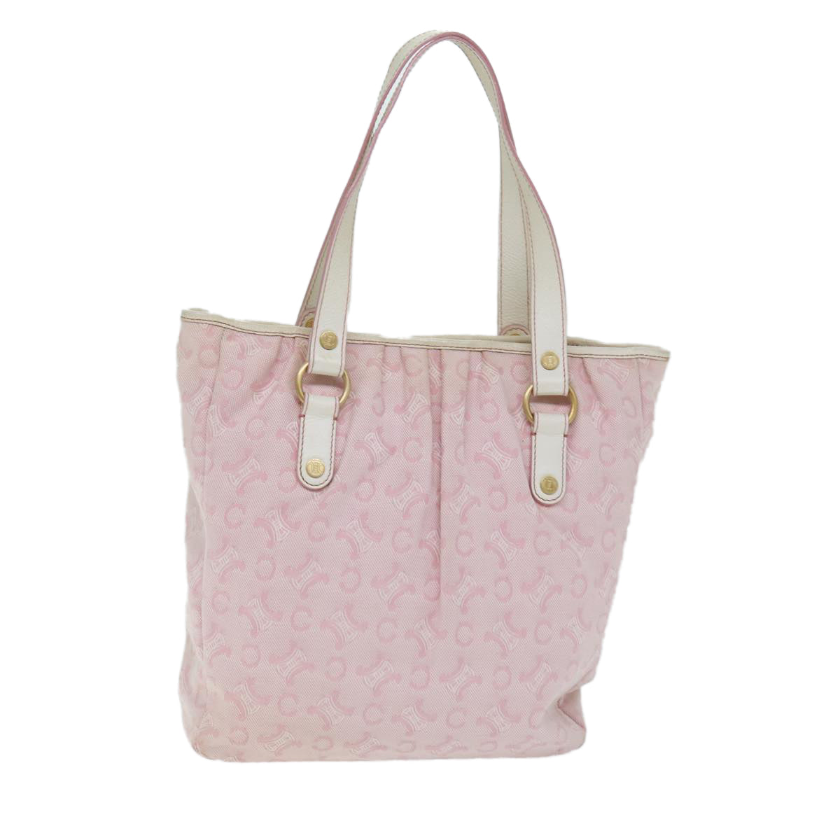 CELINE C Macadam Canvas Shoulder Bag Pink Auth 77385