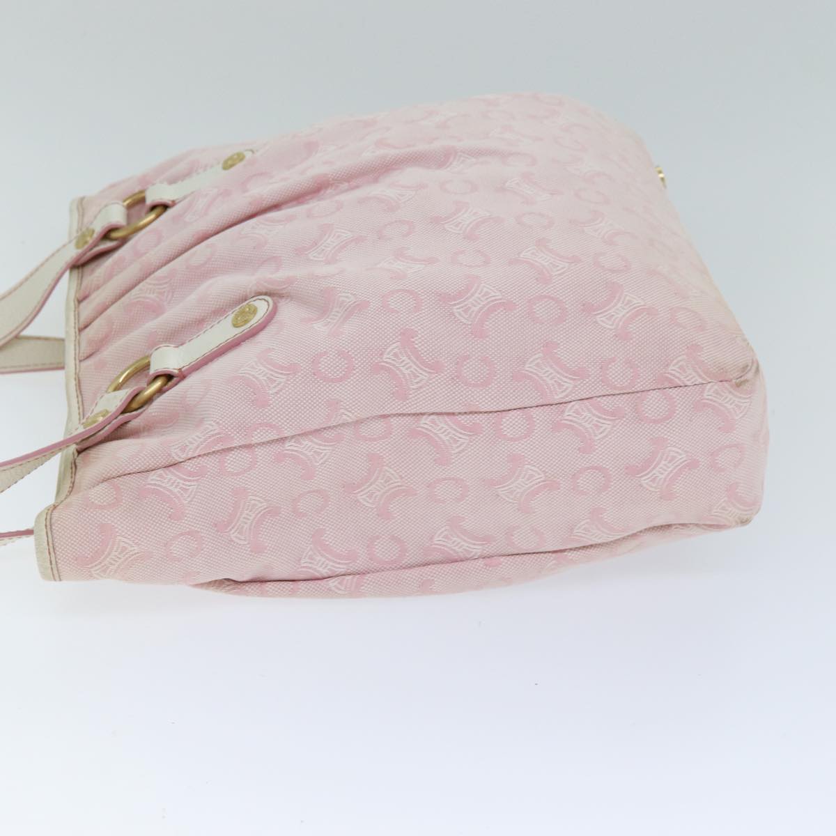 CELINE C Macadam Canvas Shoulder Bag Pink Auth 77385