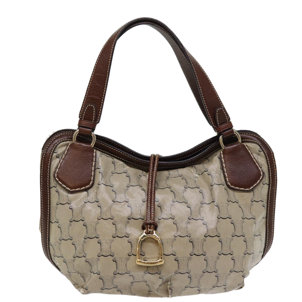 CELINE Paris Macadam Canvas Hand Bag Brown Auth 77387