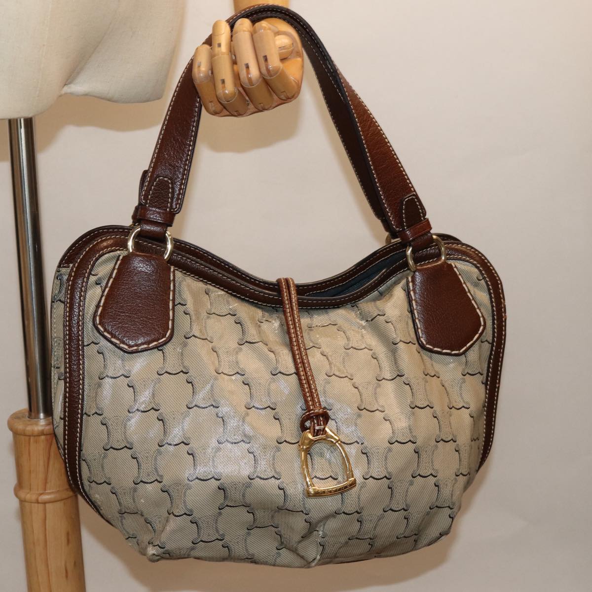 CELINE Paris Macadam Canvas Hand Bag Brown Auth 77387