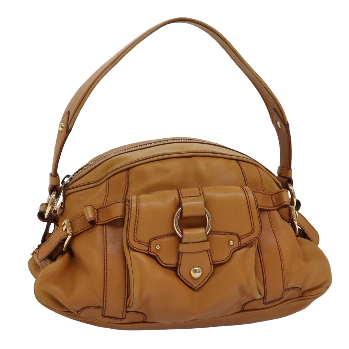 CELINE Shoulder Bag Leather Brown Auth 77389