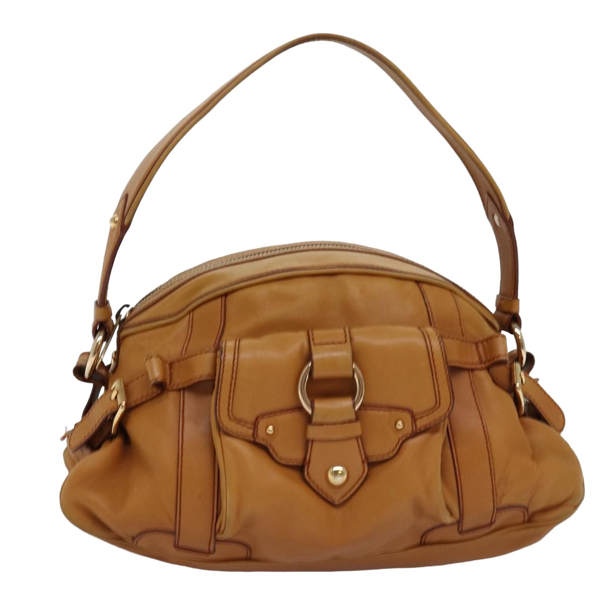 CELINE Shoulder Bag Leather Brown Auth 77389