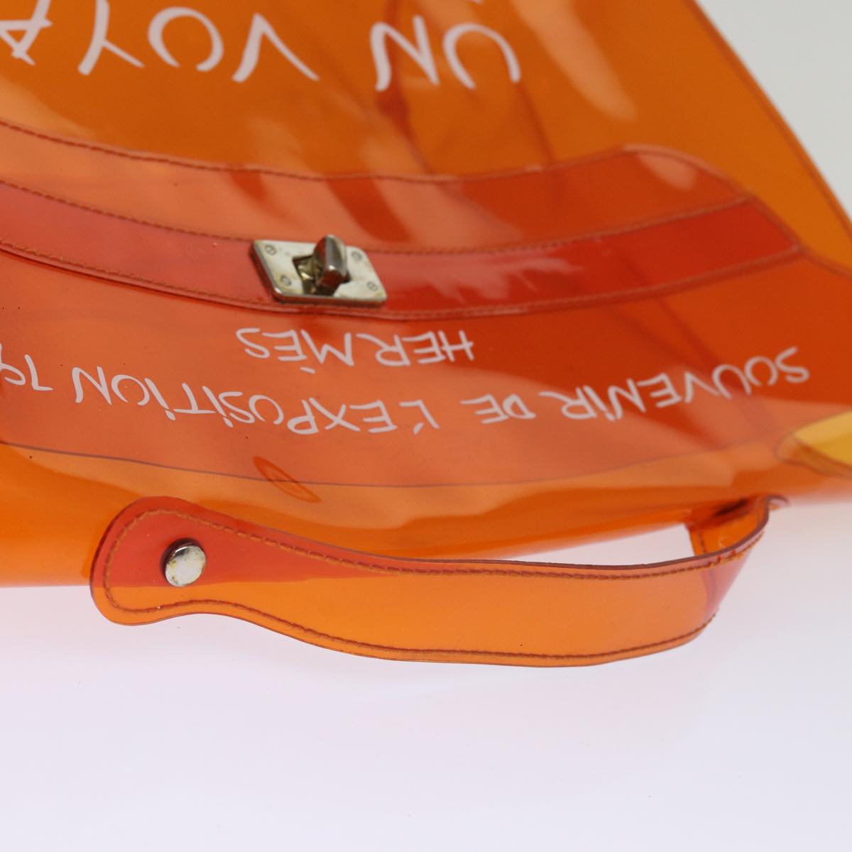 HERMES Vinyl Kelly Hand Bag Orange Auth 77391